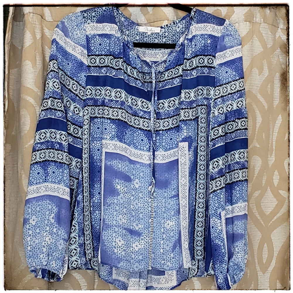 NWOT Parker Silky Long Sleeve Print Blouse